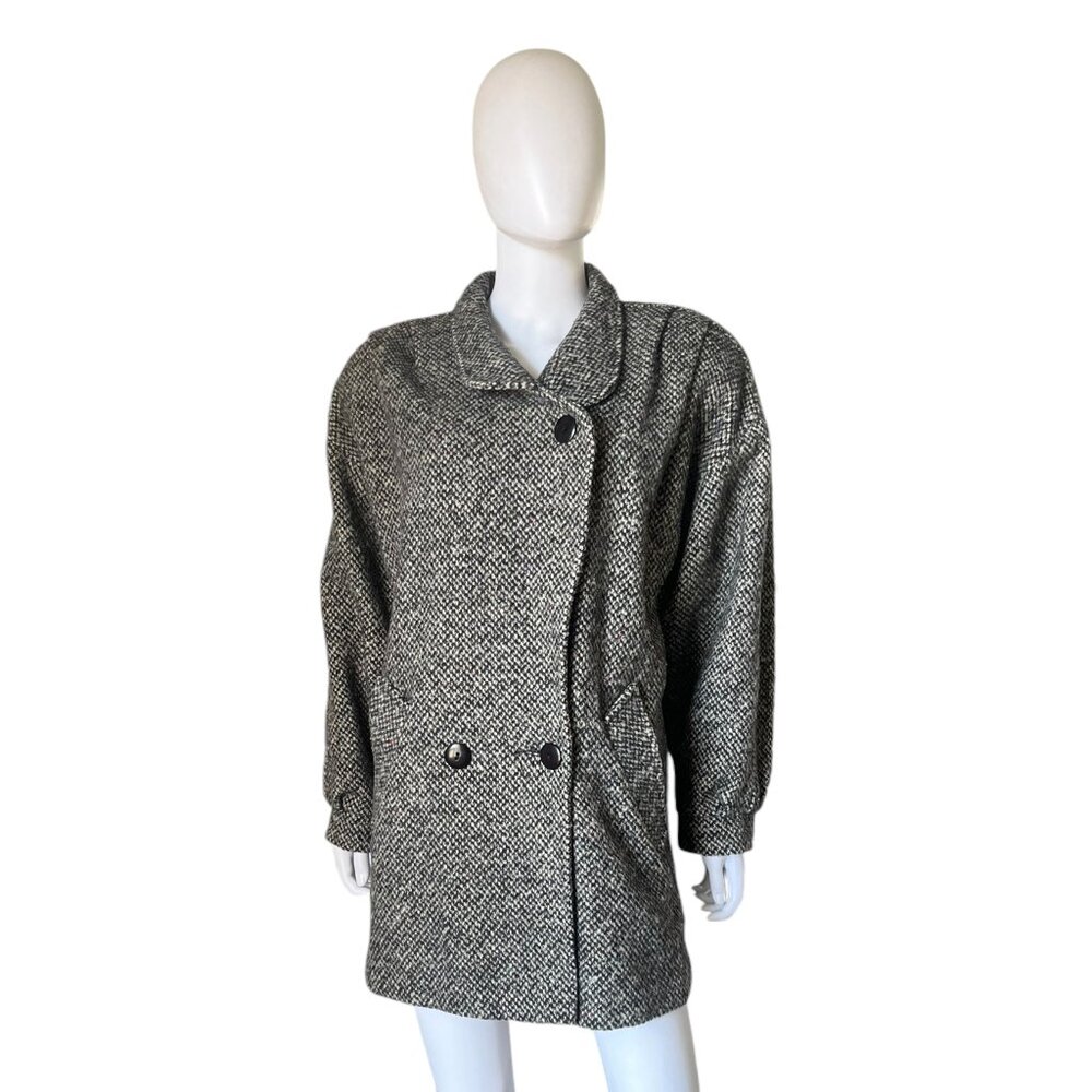 Vintage NYG New York Girl Wool Coat Black Cream 12